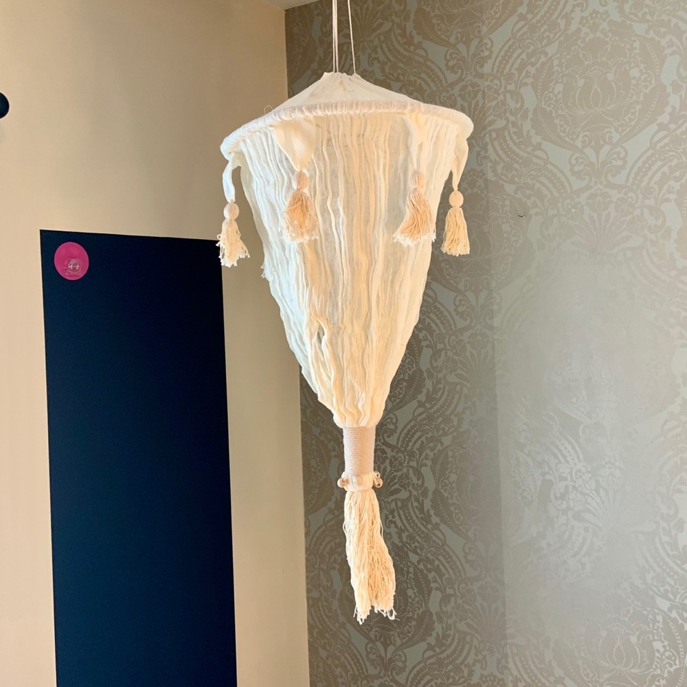 Boho Cotton White Minimalist Wall Decor Lantern - Picture 2 of 8